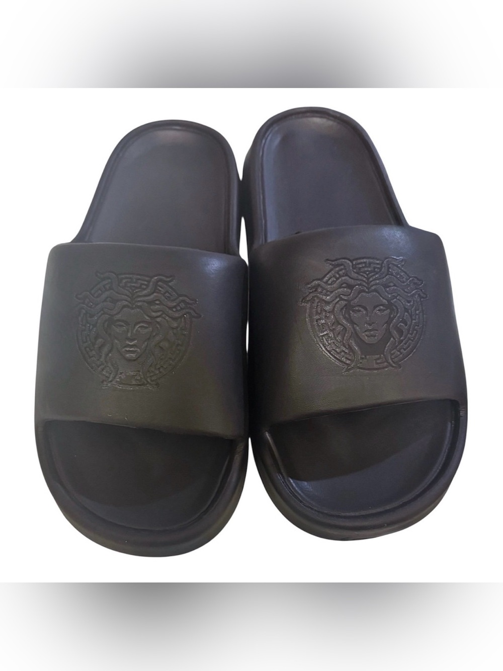 Medusa Logo All Black EVA Pool Slides Sz 10.5-11 W 9-9.5 M Unisex NEW